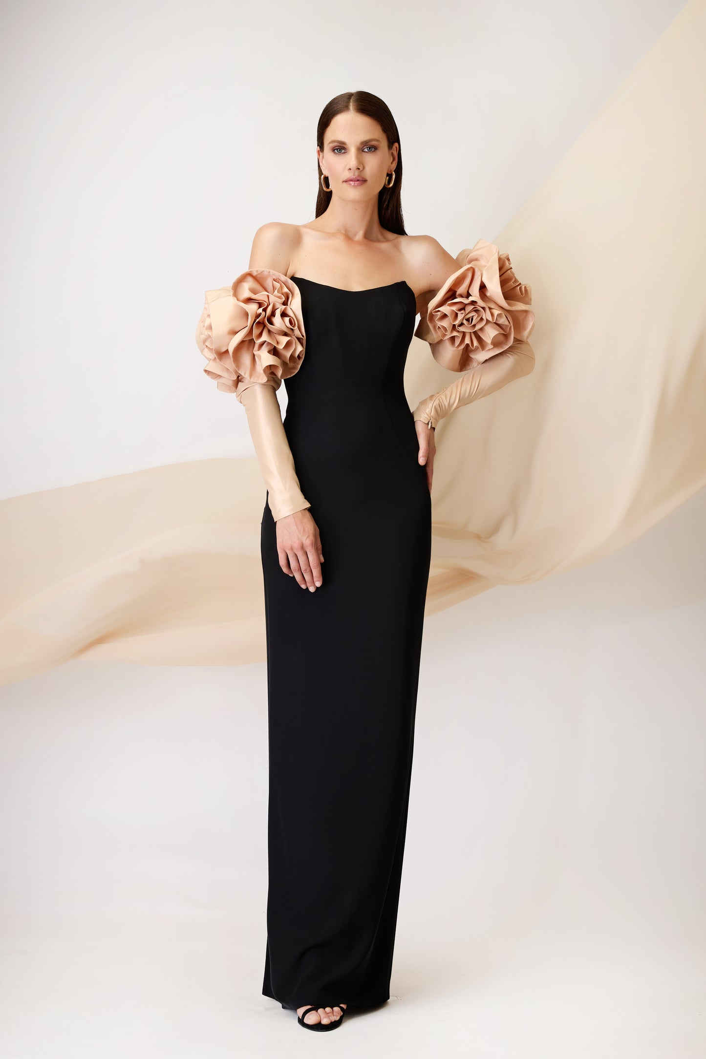 LONG DRESS BLACK BEIGE
